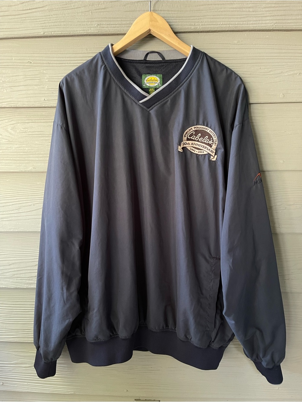 Cabela's 50th Anniversary Men's Pullover V-Neck Windbreaker Jacket Blue XL